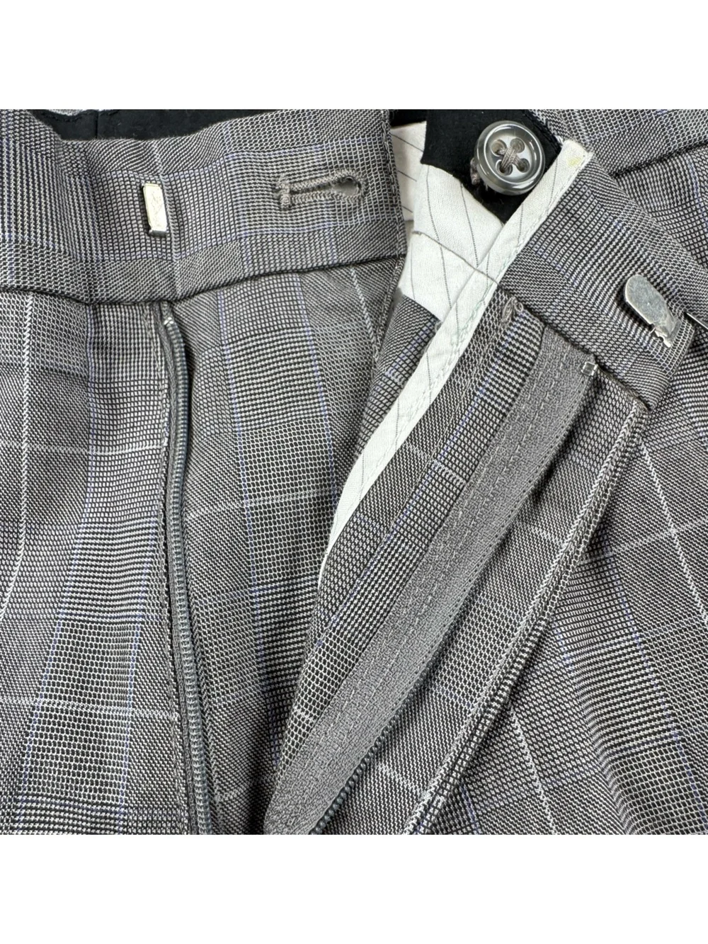 Banana Republic Modern Fit Gray Windowpane Dress Pants Size 34x32 - Picture 5 of 8